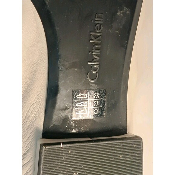 Calvin Klein Fiana Leather Ballet Flats Beige With Gold Cap Toe Slip On Size 8.5 - Picture 10 of 10